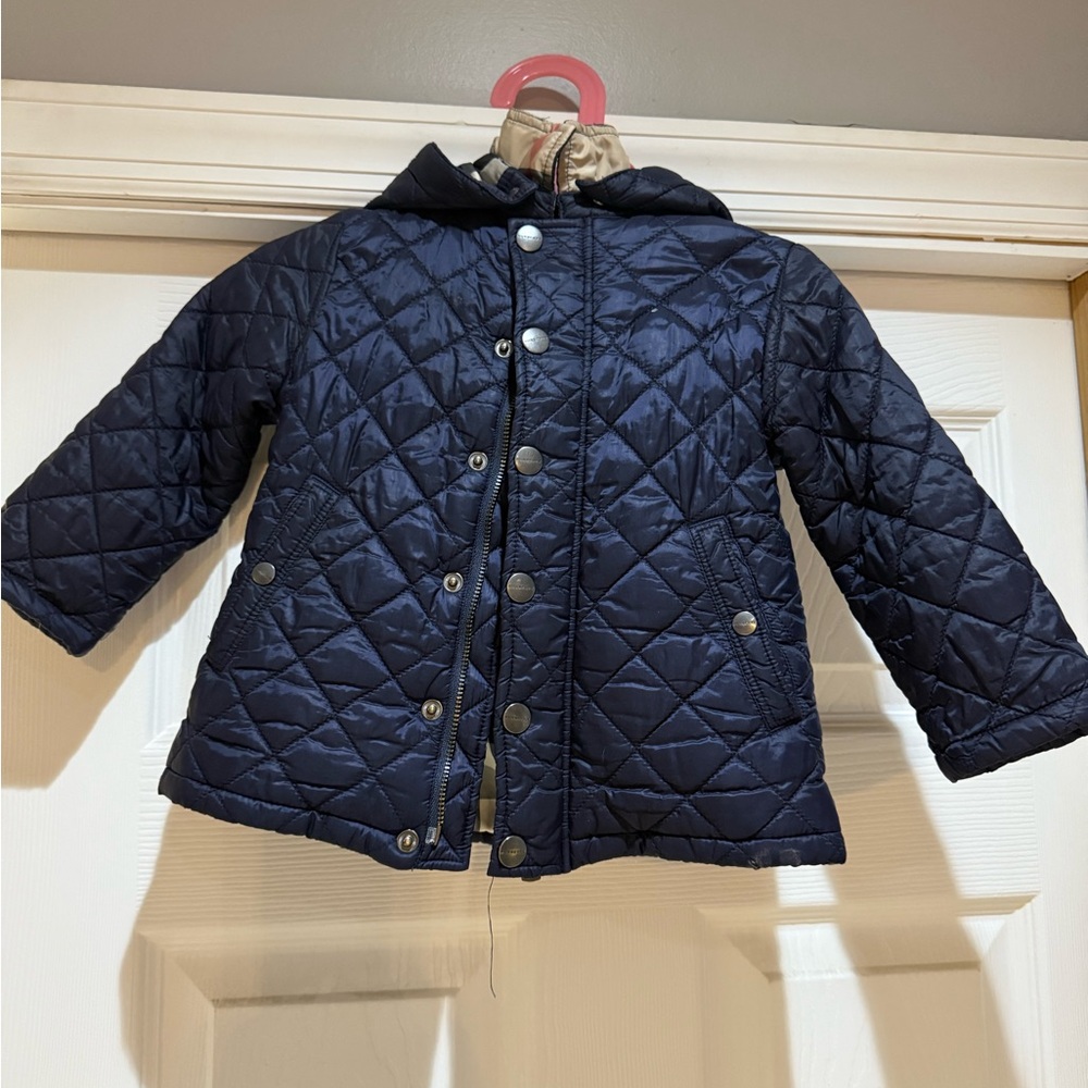 Burberry 18m baby quilted coat removable hood